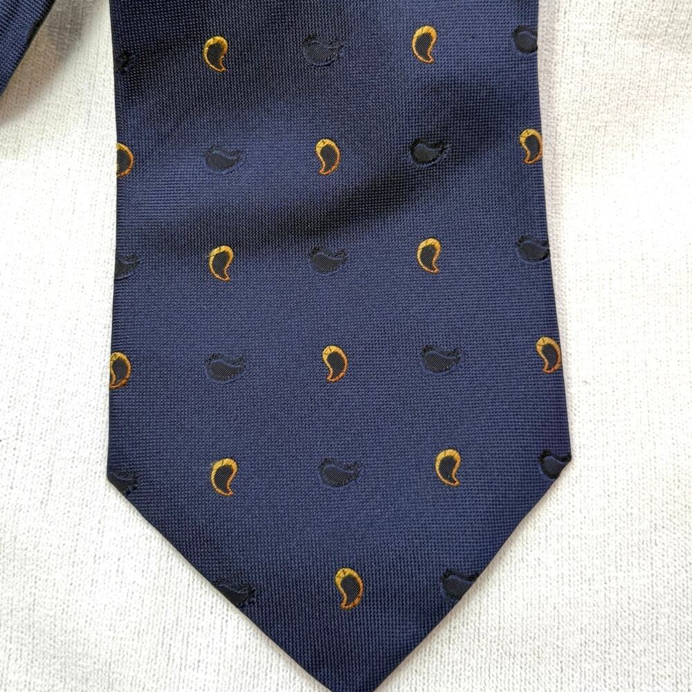 Vintage Luxury KITON Napoli Men's' Tie- Navy Blue with Yellow Emblems Pristine